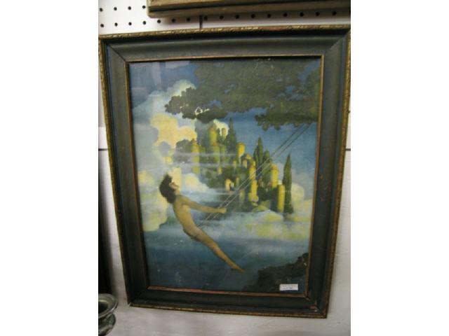 Appraisal: Maxfield Parrish Art Deco Print Dinky Bird nude lady on