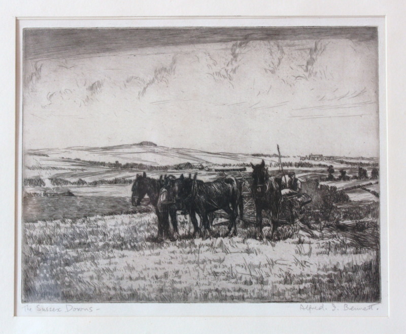 Appraisal: Alfred J Bennett 'The Sussex Downs' heavy horses at work