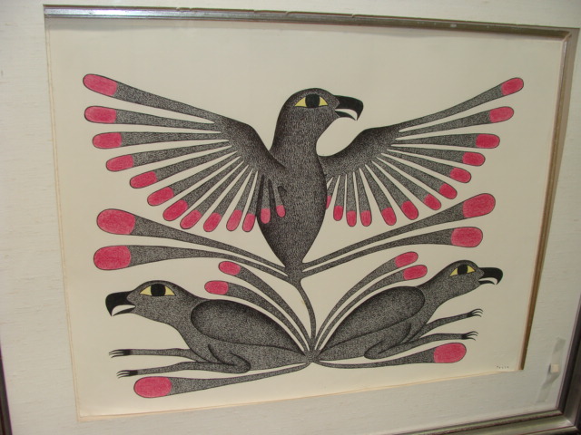 Appraisal: INUIT ARTIST Bird Screen print x in