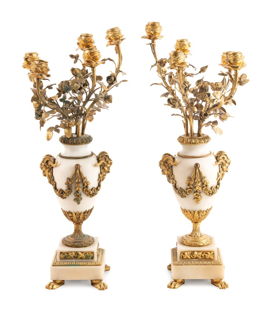 Appraisal: A Pair of Louis XV Style Gilt Bronze Mounted White