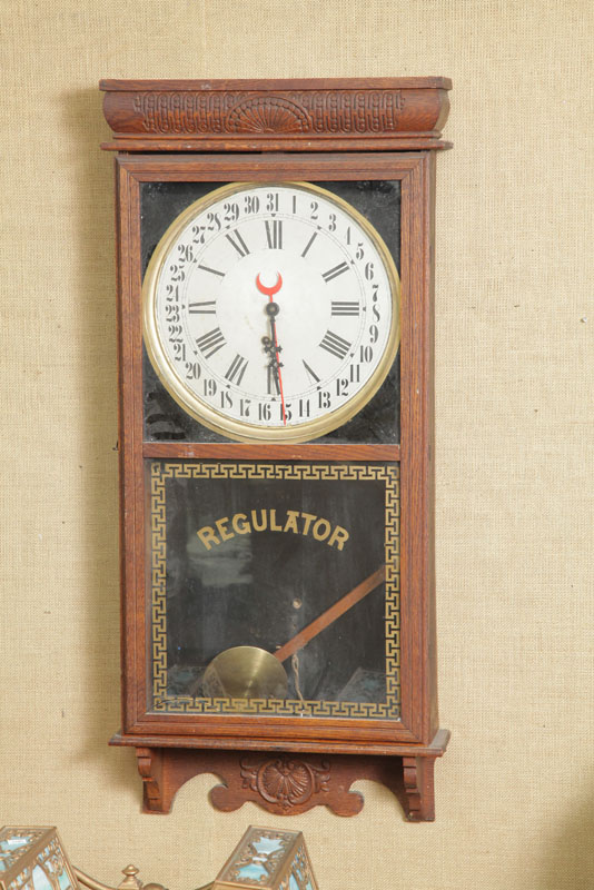 Appraisal: INGRAHAM REGULATOR CALENDAR CLOCK Eight day time strike with paper