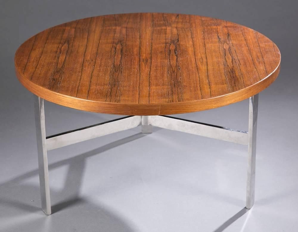 Appraisal: Rosewood Milo Baughman coffee table Milo Baughman round coffee table