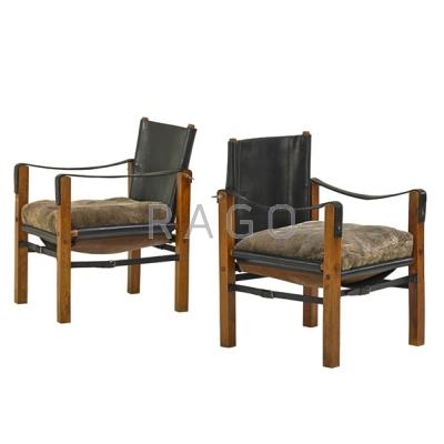 Appraisal: CARL AUBOCK - Pair of rare Safari chairs Austria s