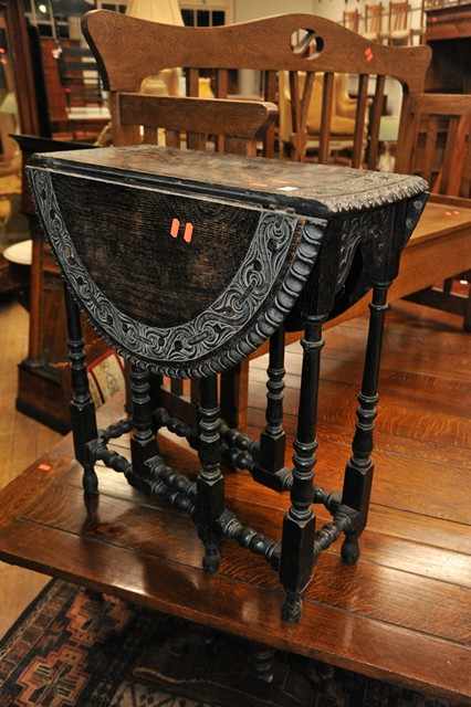 Appraisal: A GOTHIC STYLE OAK GATE LEG OCCASIONAL TABLE