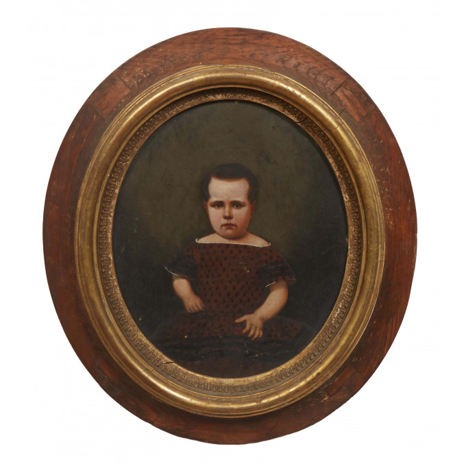 Appraisal: American School Portrait of a Young Boy th c oil