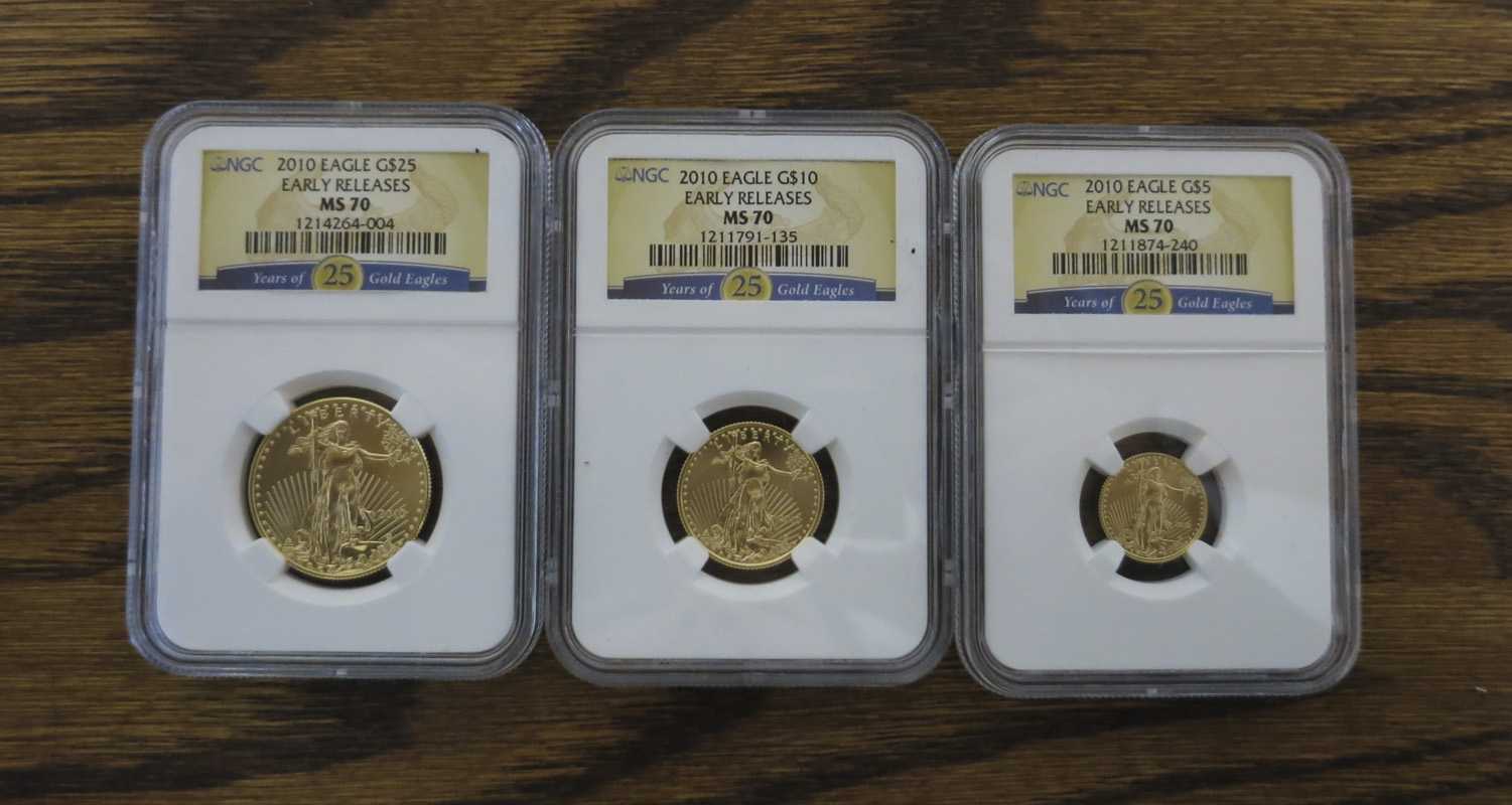 Appraisal: THREE-PIECE AMERICAN GOLD EAGLE COIN SET dollar oz dollar oz