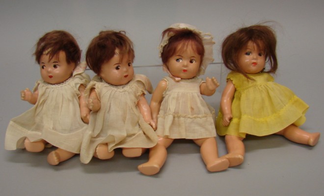 Appraisal: Group of compo - Dionne Quintuplet dolls Babies with mohair