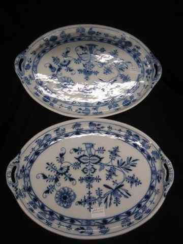 Appraisal: Meissen Blue Onion Porcelain Oval Platters '' x '' handled