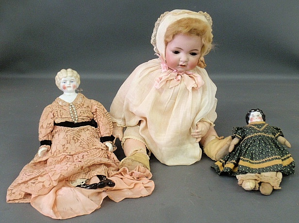 Appraisal: - Two German porcelain head dolls late th c largest