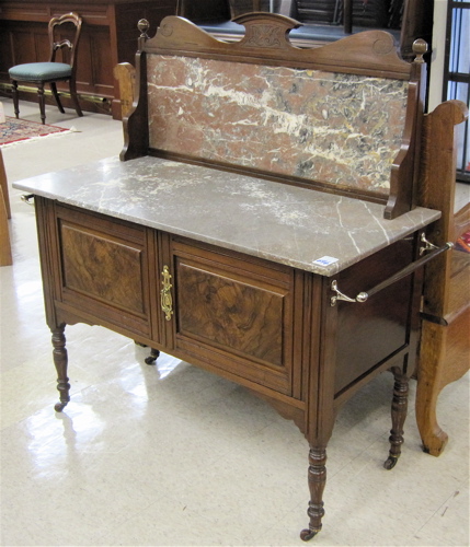 Appraisal: WALNUT AND BURL WALNUT WASHSTAND English c having a rectangular