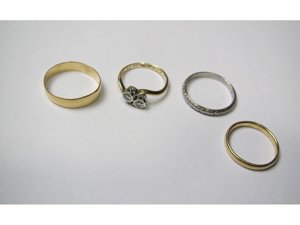 Appraisal: Lot comprising ct gold diamond two stone twist ring two