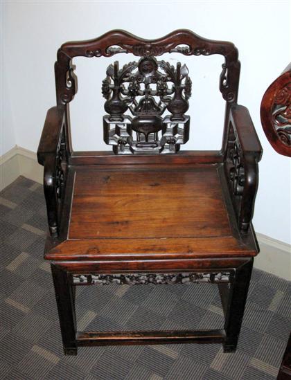 Appraisal: Pair of Chinese hongmu 'Qing' chairs th century Of typical