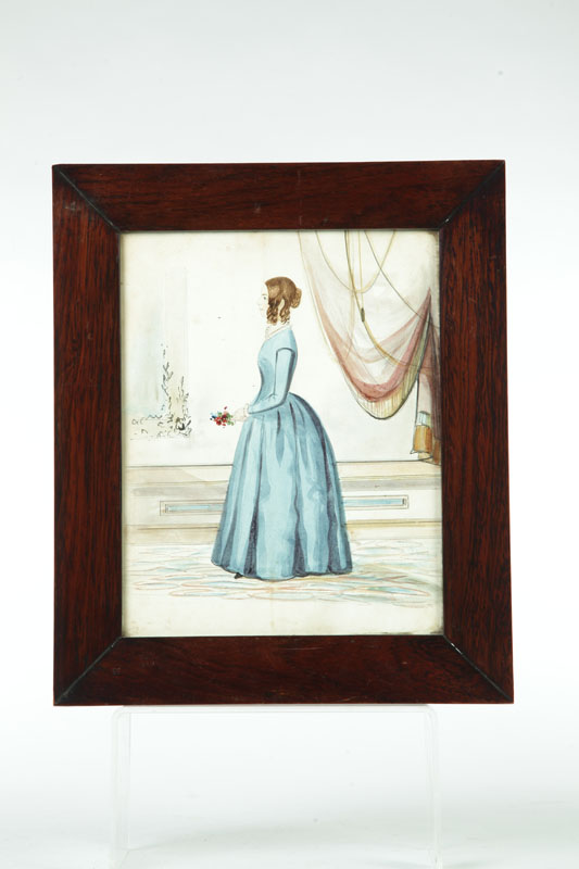 Appraisal: PORTRAIT OF YOUNG WOMAN AMERICAN SCHOOL 'S Watercolor on paper