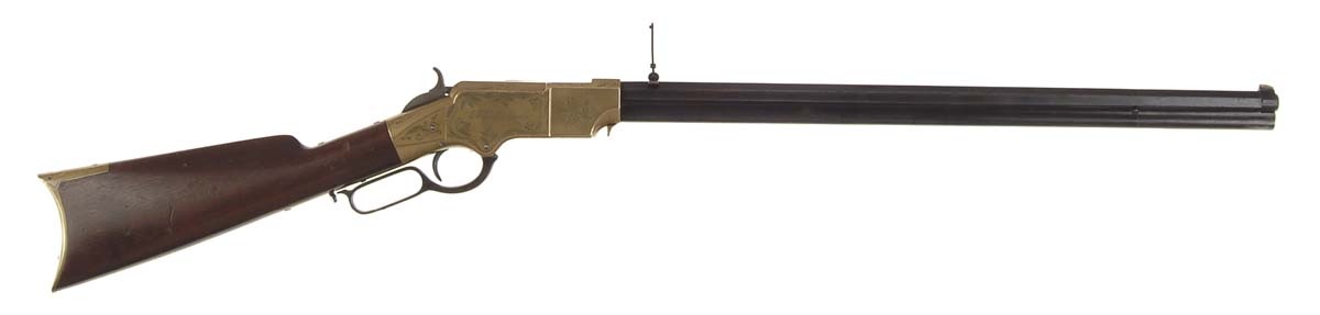 Appraisal: MARTIALLY MARKED INSCRIBED HENRY RIFLE WITH EXTREMELY RARE DUST COVER