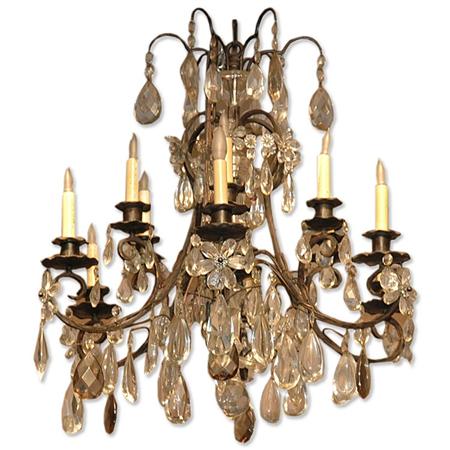 Appraisal: Rococo Style Painted-Metal and Glass Twelve-Light Chandelier Estimate nbsp nbsp