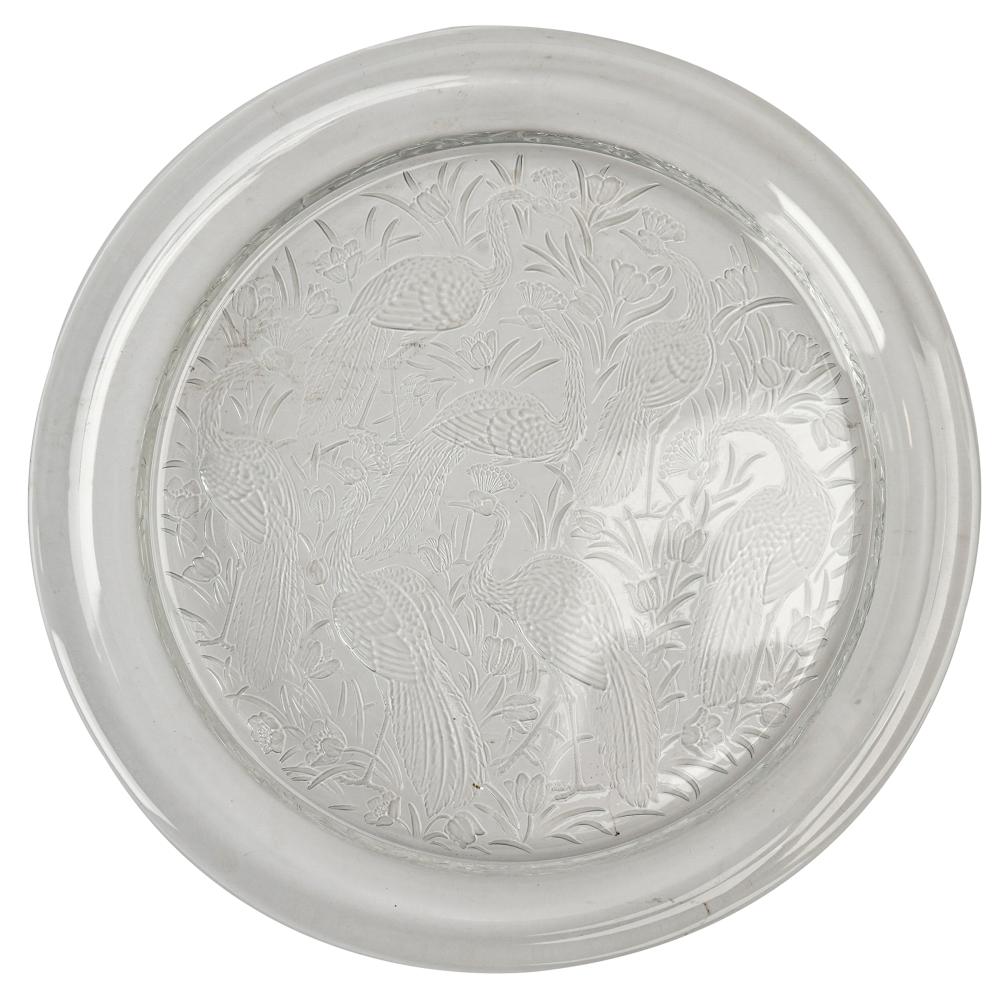 Appraisal: LALIQUE GLASS ROUND PLATTER CHARGER TRAYsigned Lalique France molded with