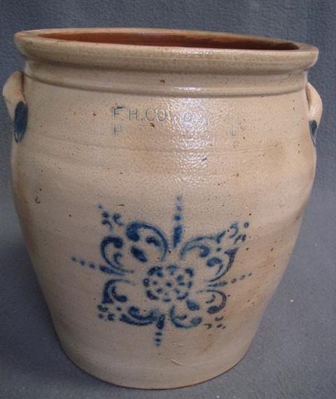 Appraisal: gal blue floral decorated stoneware jar F H Cowden Harrisburg