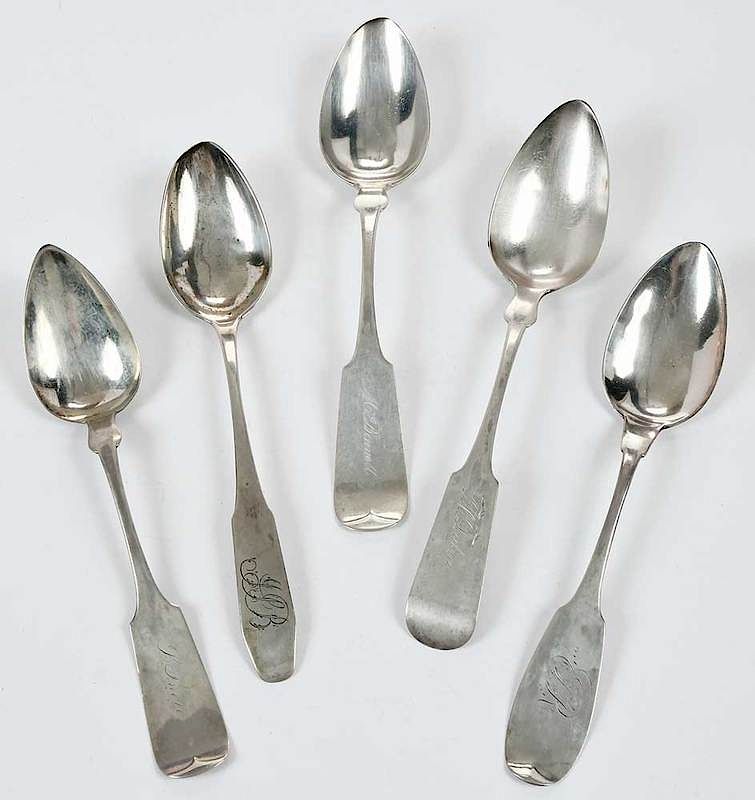 Appraisal: Connecticut Coin Silver Serving Spoons American th century all marks