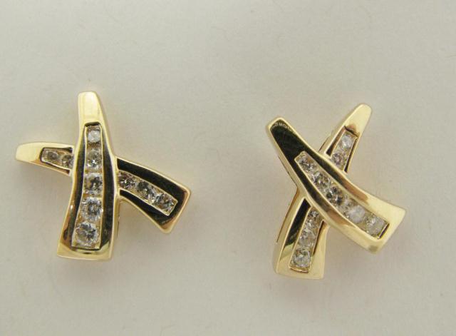 Appraisal: Lady's designer k yellow gold earrings with diamonds in an