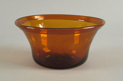 Appraisal: Brilliant amber blown glass pan with heavy folded rim ca