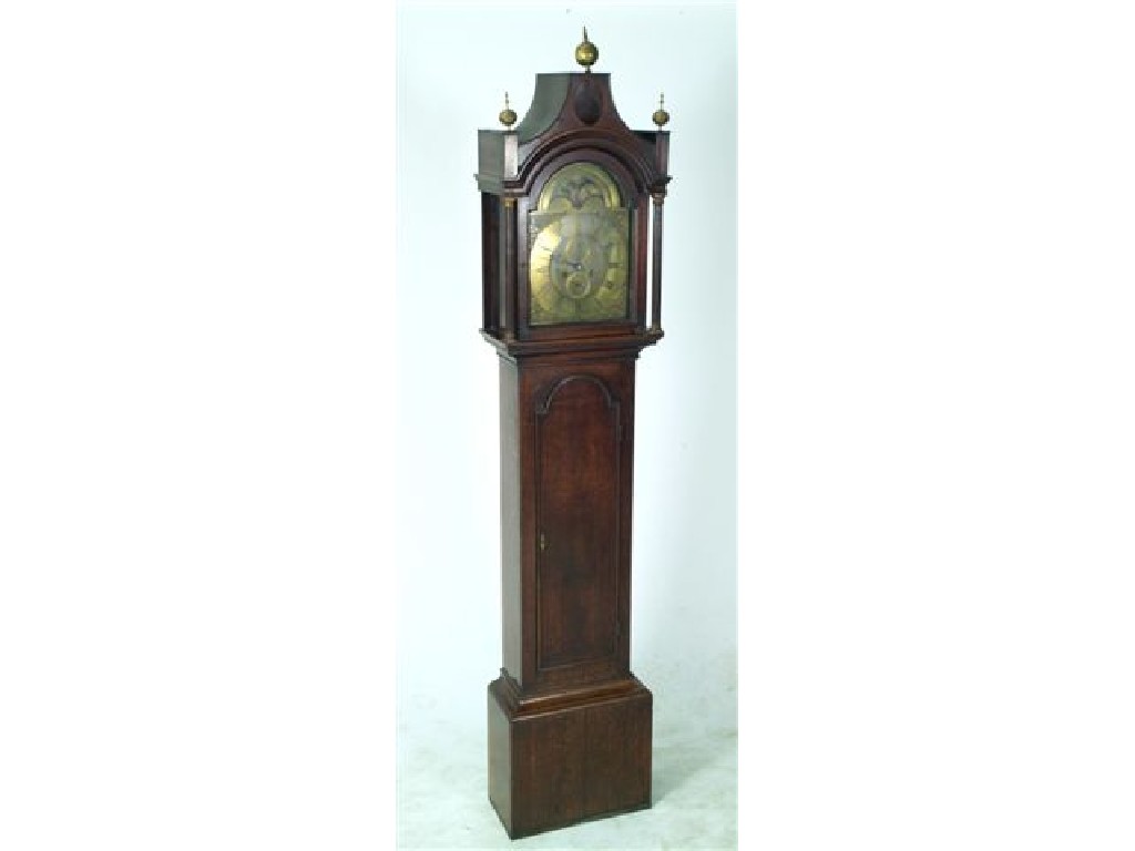 Appraisal: THOMAS HUSBAND HULL LATE th CENTURY OAK LONGCASE CLOCK the