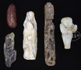 Appraisal: GROUP OF VARIOUS JADE CARVINGS th century China Included in