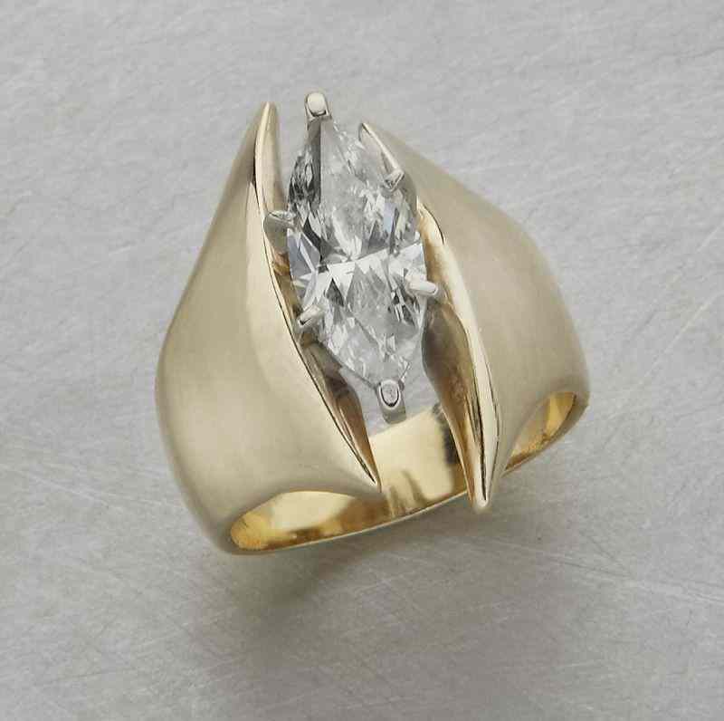 Appraisal: Retro marquise cut K gold and diamond ring the marquise