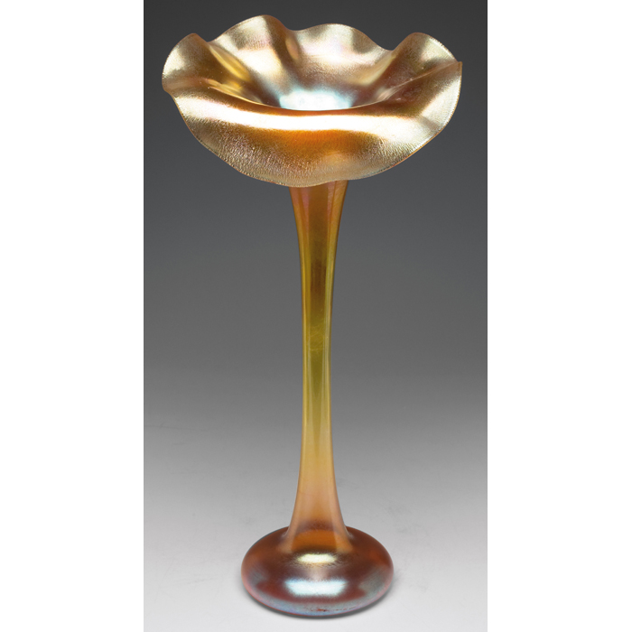 Appraisal: Exceptional L C Tiffany vase large and unusual jack-in-the-pulpit form