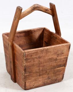 Appraisal: CHINESE CARVED WOOD TINDER BUCKET CHINESE CARVED WOOD TINDER BUCKET