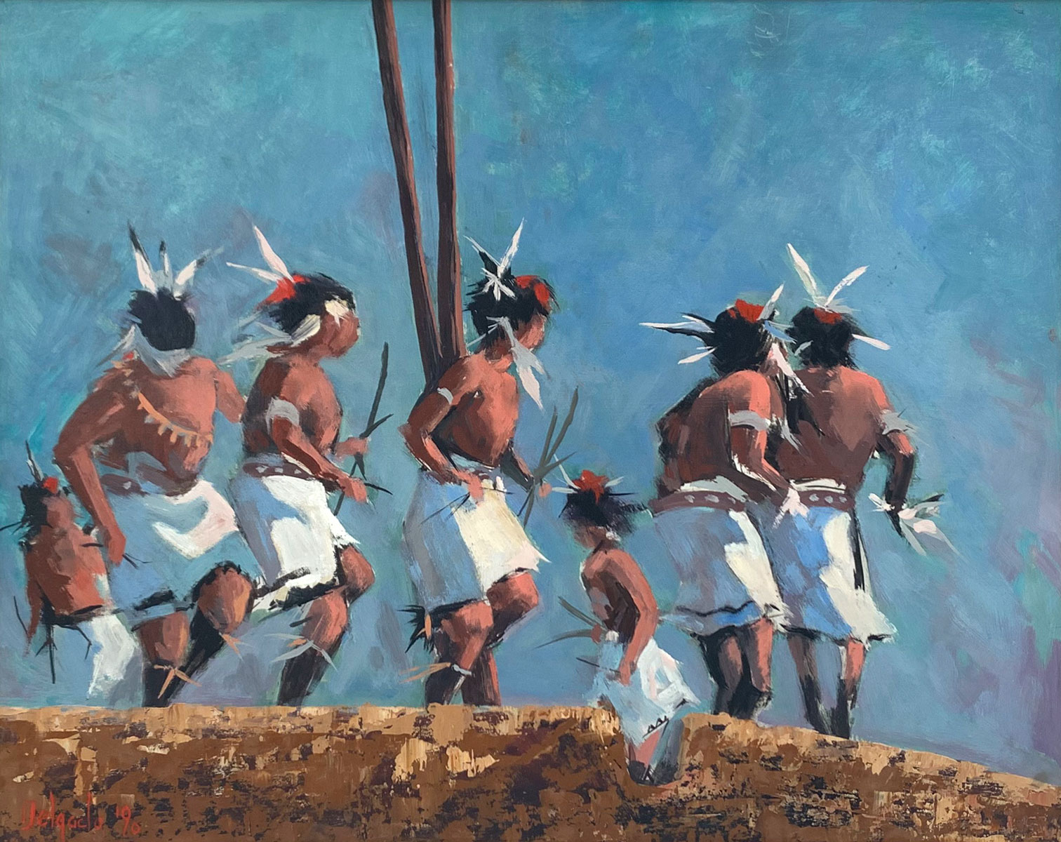 Appraisal: DELGADO Deane American th Century ''Kiva Dancers'' Oil Board ''