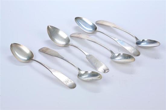 Appraisal: SIX SILVER TABLESPOONS One marked for R Carroll of Youngstown