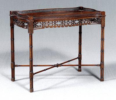 Appraisal: Fine Chippendale style silver table mahogany with cartouche shaped top