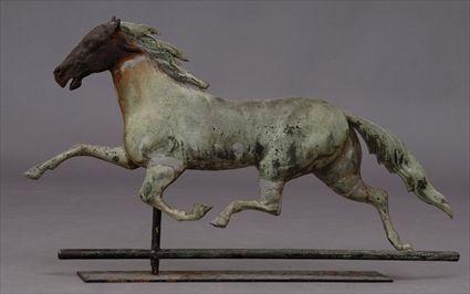 Appraisal: AMERICAN MOLDED COPPER WEATHERVANE OF A RUNNING HORSE With iron