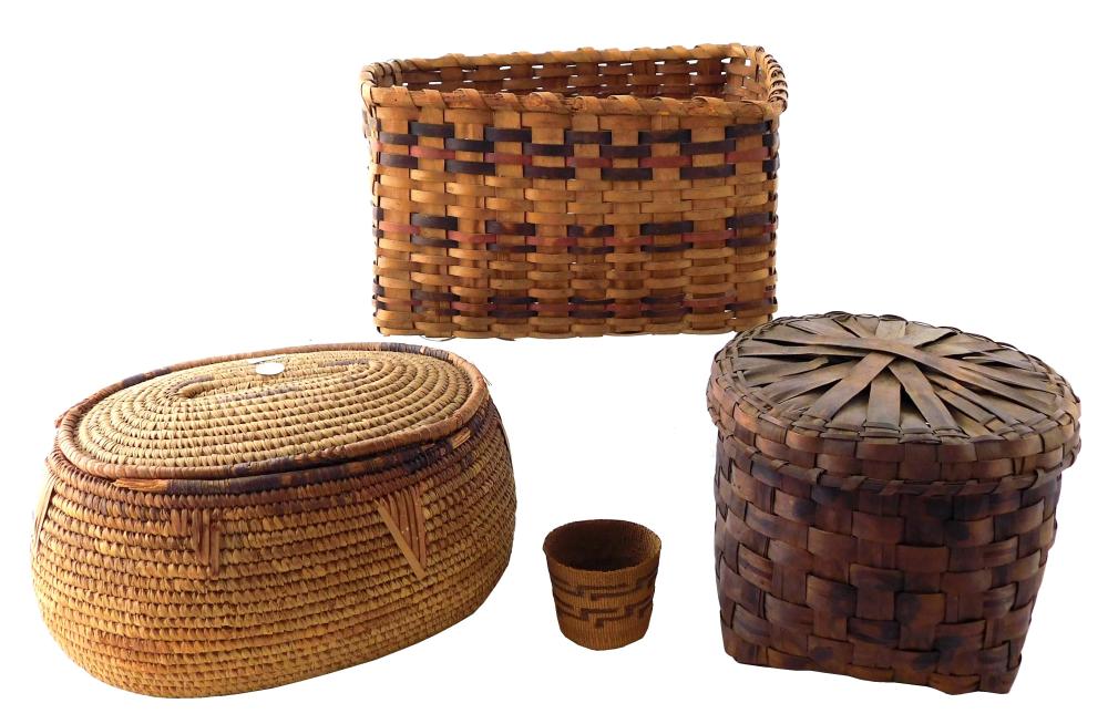 Appraisal: Four assorted baskets likely all Native American late th th