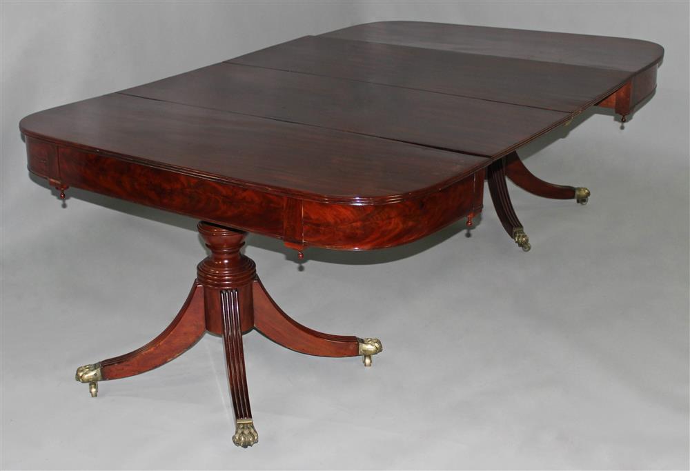 Appraisal: AMERICAN CLASSICAL TWO PEDESTAL MAHOGANY DINING TABLE CIRCA the finely