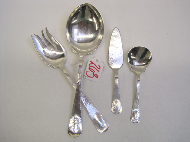 Appraisal: FOUR PIECES LEBOLT STERLING SILVER FLATWARE hand wrought including the