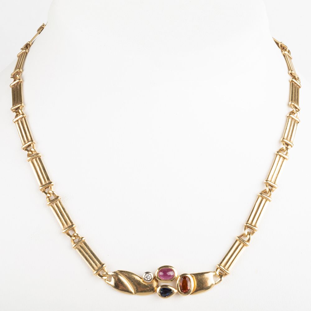 Appraisal: Manfredi k Gold and Colored Stone Necklace Manfredi k Gold