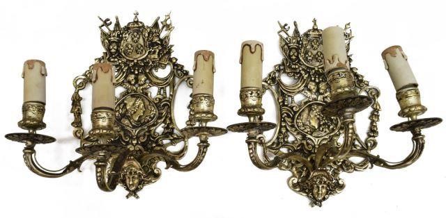 Appraisal: lot of Louis XIV style hanging wall sconces early th