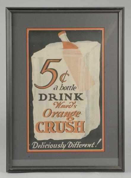 Appraisal: Cardboard Orange Crush Bottle Sign Description Early s Nicely framed