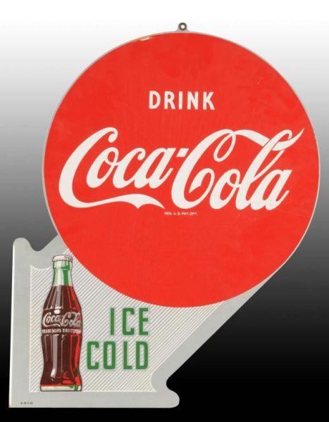 Appraisal: Coca-Cola Ice Cold Tin Flange Sign Description Fairly clean on