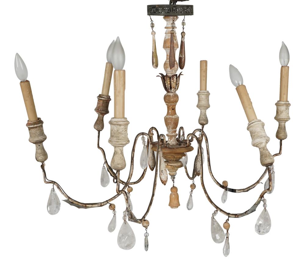 Appraisal: ROCK CRYSTAL CHANDELIERsix lights Provenance Estate of Peggy Schaefer inches