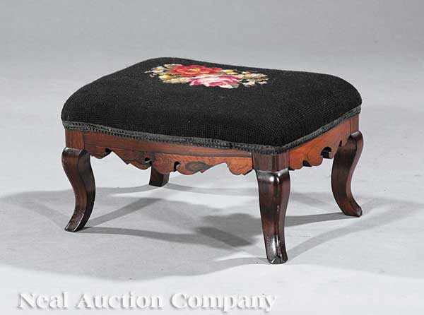 Appraisal: An American Rococo Carved Rosewood French Footstool mid- th c