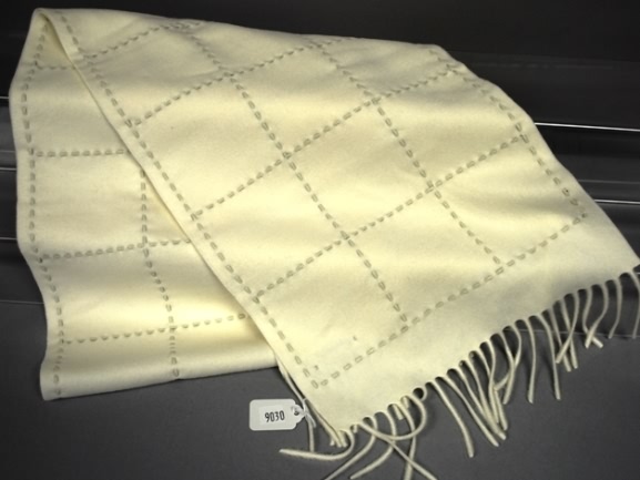 Appraisal: Worth winter white wool angora cashmere woven scarf with fringe