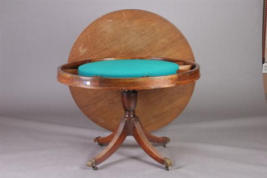 Appraisal: GEORGE III STYLE MAHOGANY CIRCULAR PEDESTAL POKER TABLE th century