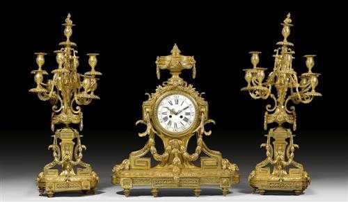 Appraisal: MANTEL SUITE late Louis XVI the dial indistinctly signed Paris