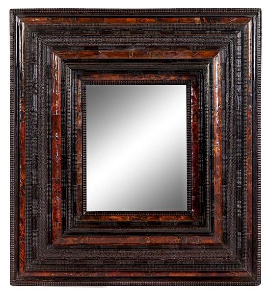 Appraisal: A Flemish Ripple Molded and Tortoise Shell Veneered Mirror Height