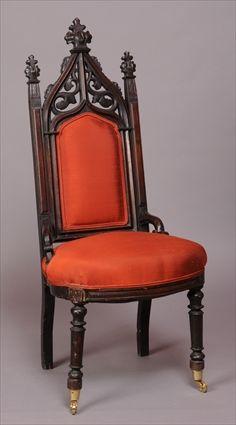 Appraisal: AMERICAN GOTHIC REVIVAL CARVED ROSEWOOD SLIPPER CHAIR PROBABLY NEW YORK