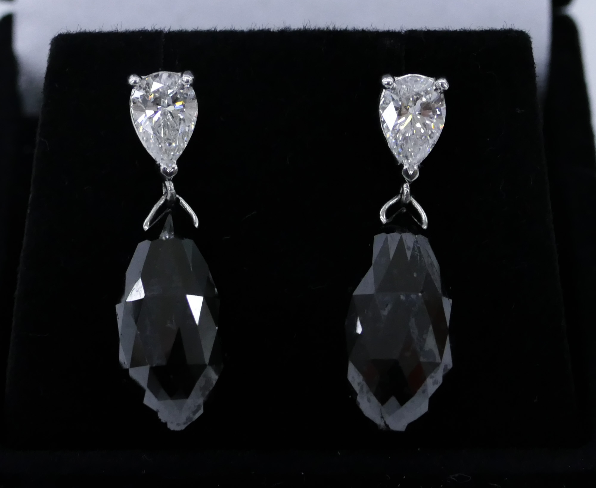 Appraisal: Pair Ladies ctw Black Diamond Briolette Drop Earrings '' They