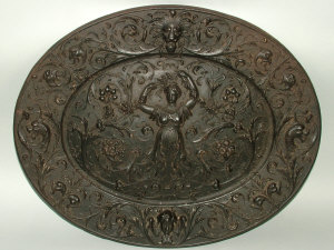 Appraisal: A th century cast iron oval plaque the central reserve