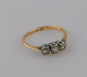 Appraisal: Three-stone illusion set diamond ring stamped ct and PLAT